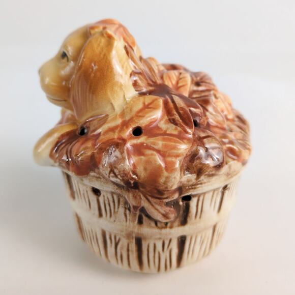 Vtg Avon Cocker Spaniel Puppy Dog Basket Fun Ceramic Pomander Potpourri Holder - Picture 3 of 5